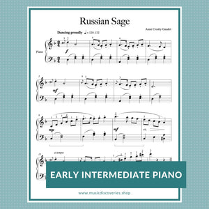 Russian Sage, early intermediate piano sheet music by Anne Crosby Gaudet