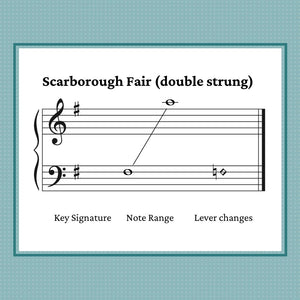 Scarborough Fair, double strung harp sheet music by Anne Crosby Gaudet