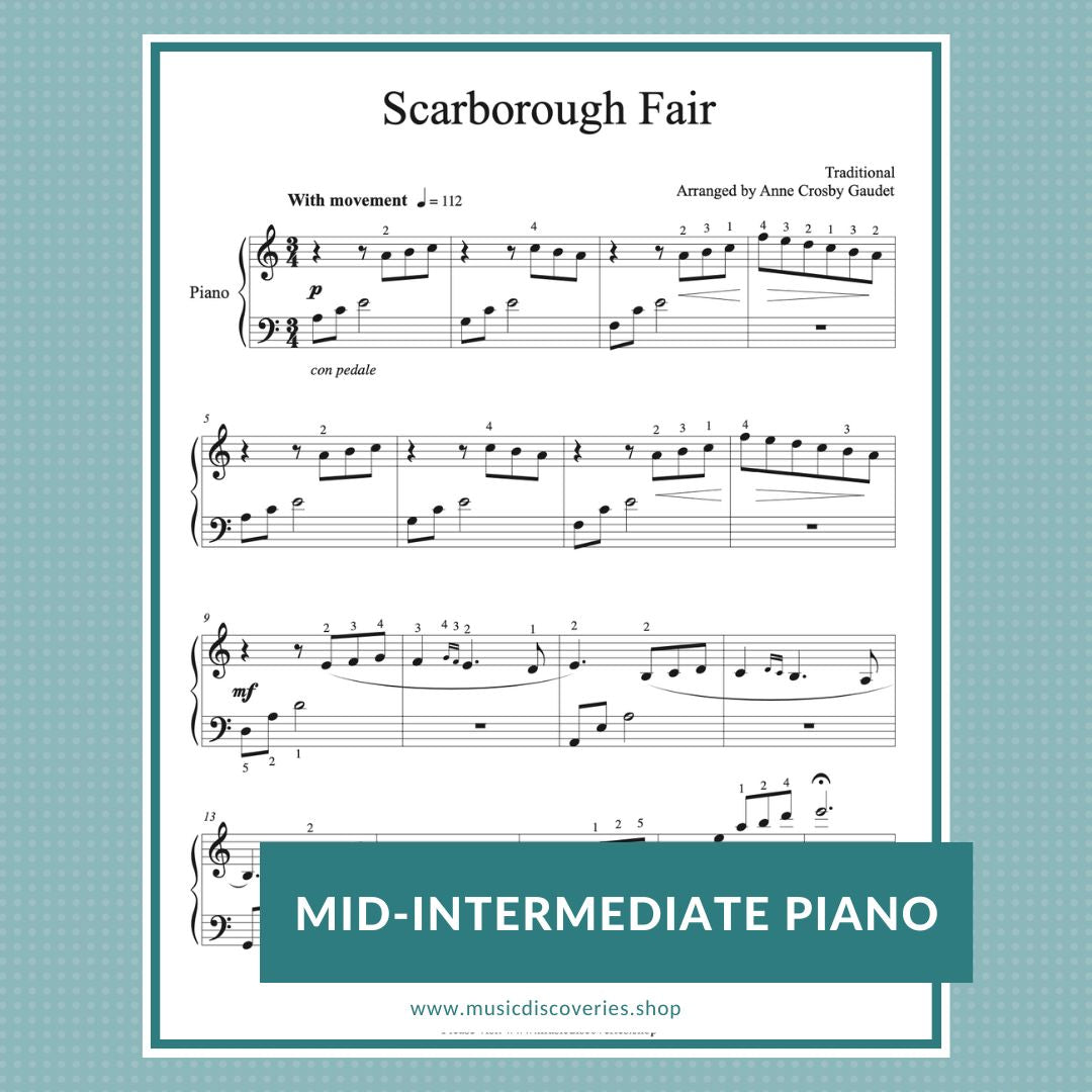 Scarborough Fair, arranged for piano by Anne Crosby Gaudet