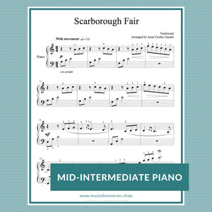 Scarborough Fair, arranged for piano by Anne Crosby Gaudet