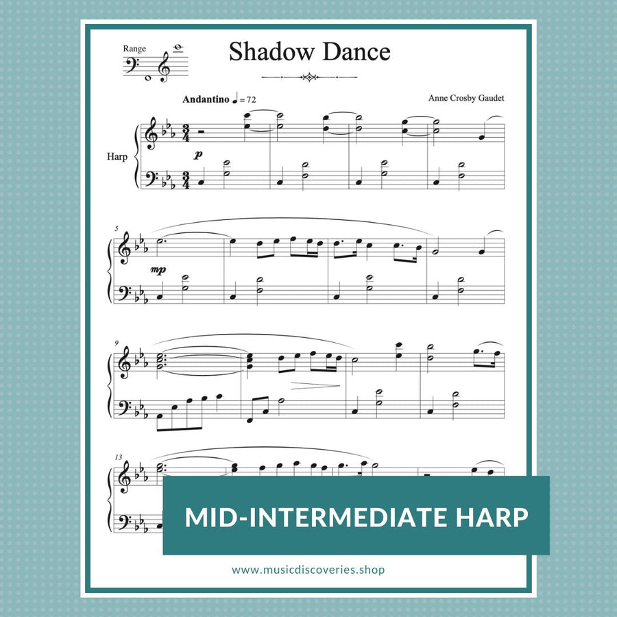 Shadow Dance, harp sheet music by Anne Crosby Gaudet