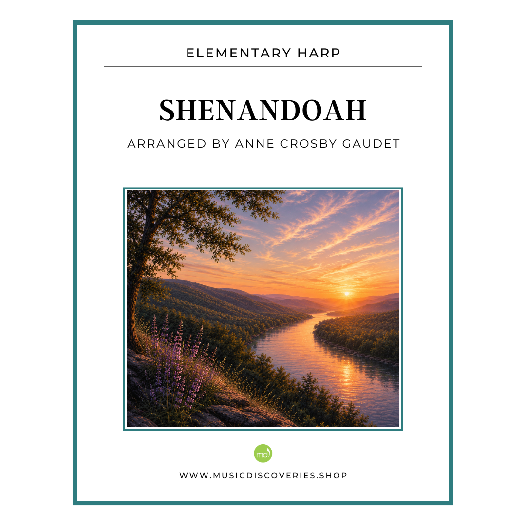 Shenandoah, elementary harp sheet music by Anne Crosby Gaudet