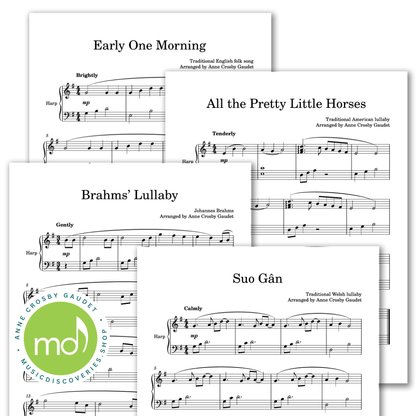 Simply 7 Gentle Melodies, 7 elementary harp arrangements by Anne Crosby Gaudet