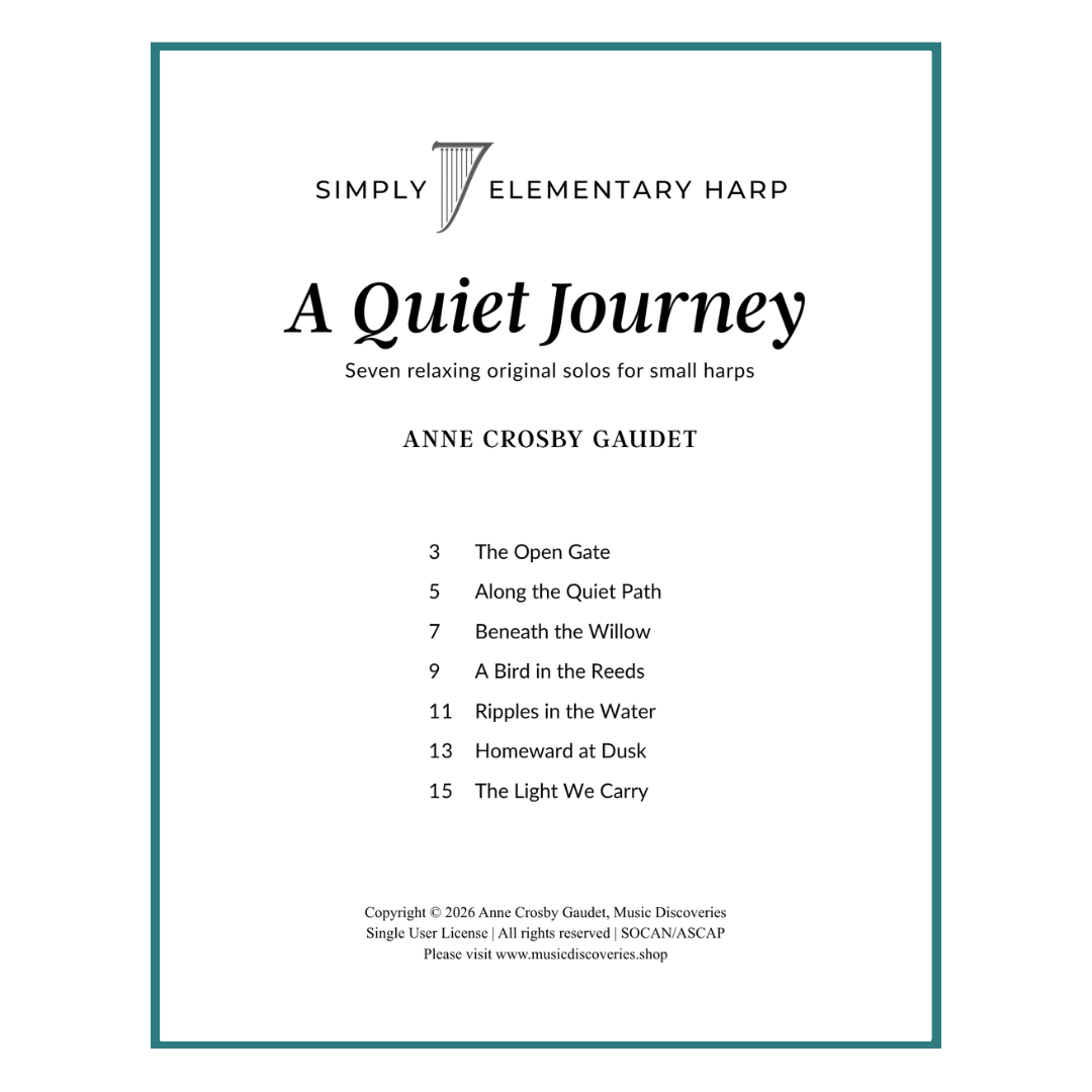 Sheet music cover for 'A Quiet Journey' by Anne Crosby Gaudet.