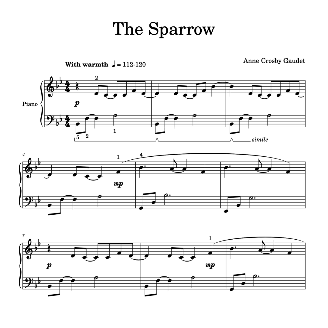 The Sparrow, piano solo by Anne Crosby Gaudet