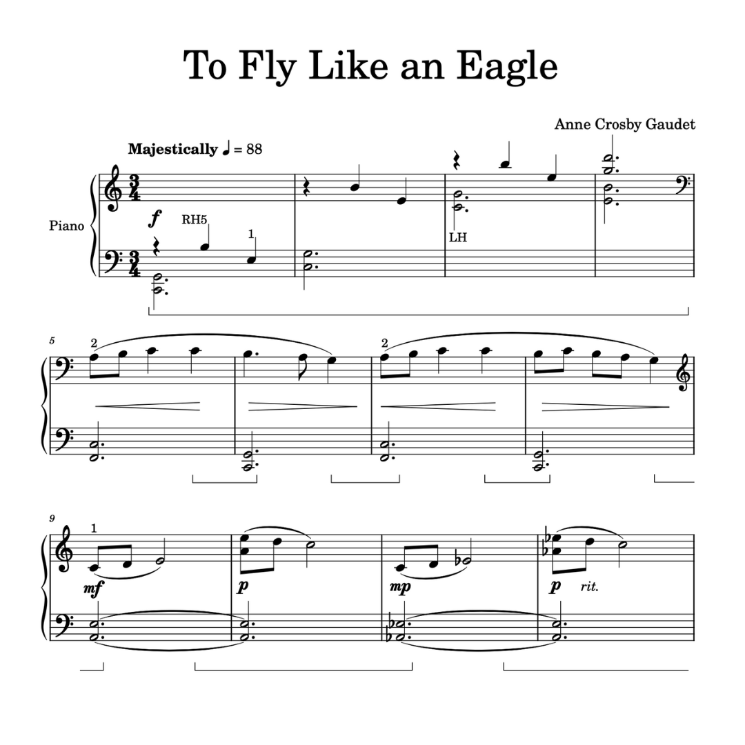 To Fly Like an Eagle, piano sheet music by Anne Crosby Gaudet