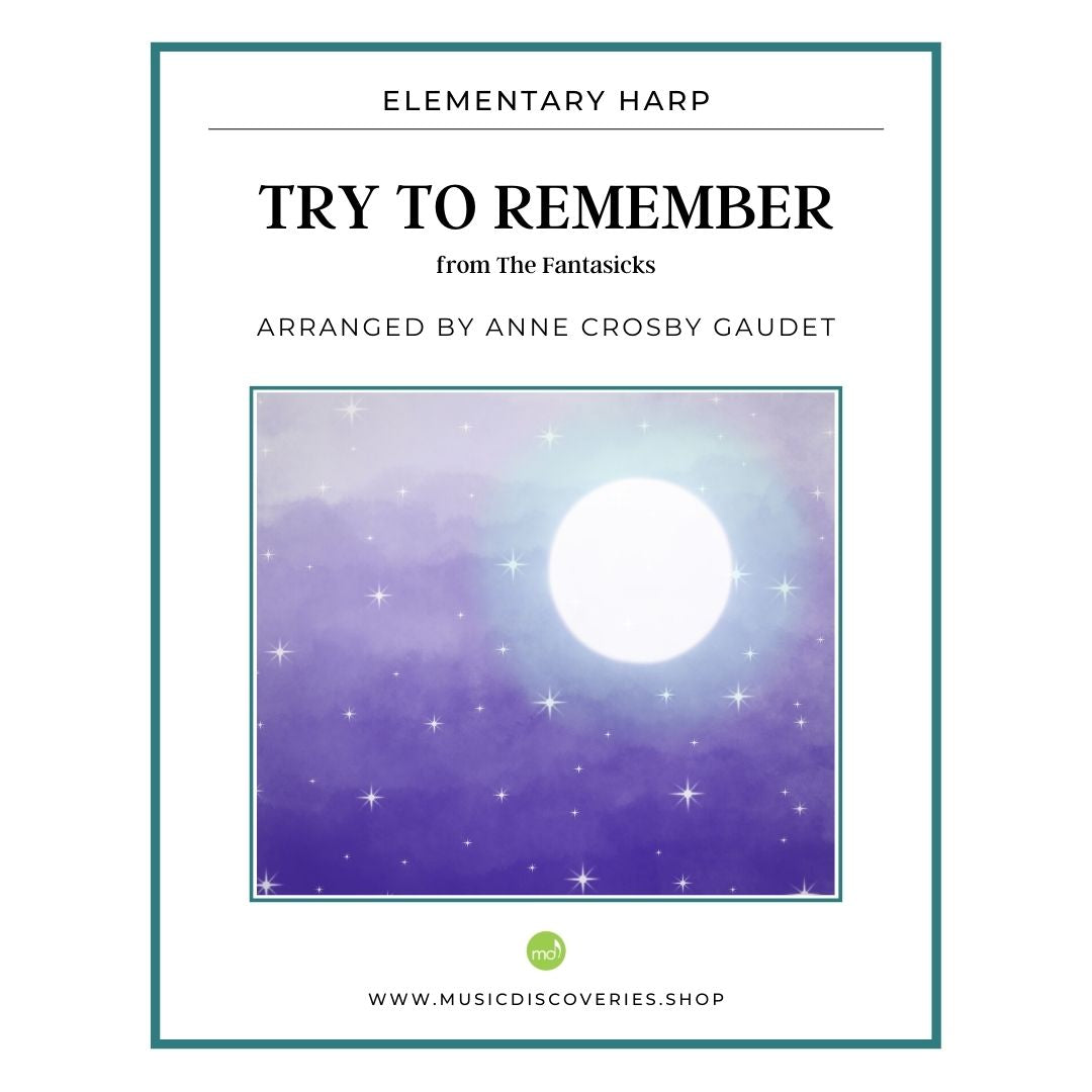 Try to Remember, harp sheet music arranged by Anne Crosby Gaudet