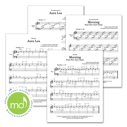 Tunes For Two, 7 easy harp duets arranged by Anne Crosby Gaudet