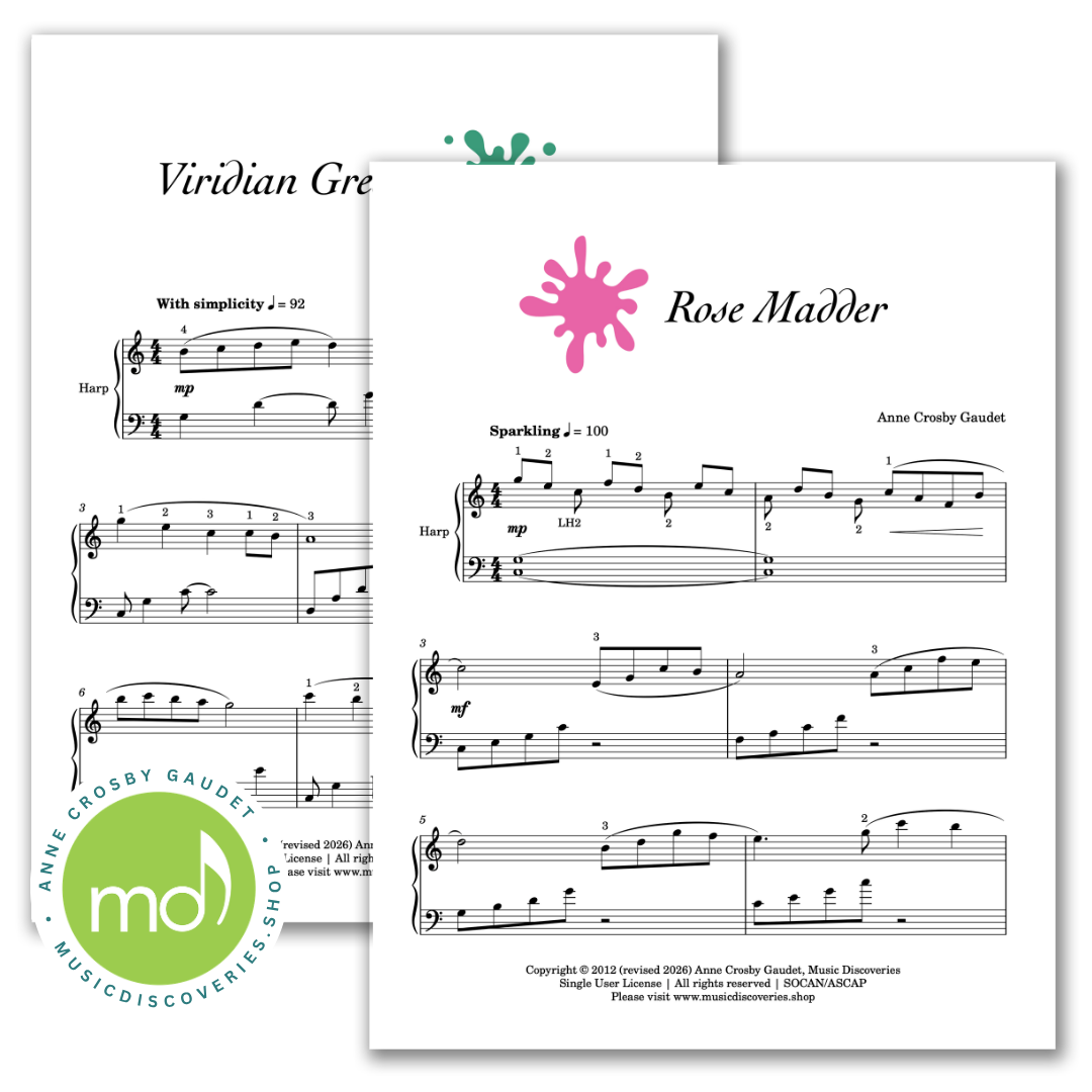  Watercolor on White, 7 harp solos by Anne Crosby Gaudet