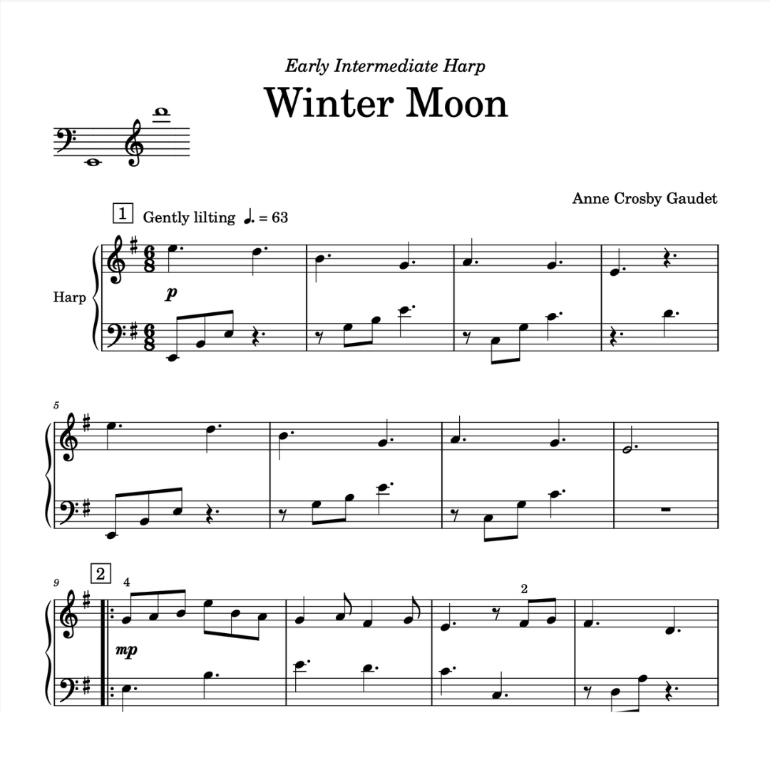 Winter Moon, harp music by Anne Crosby Gaudet