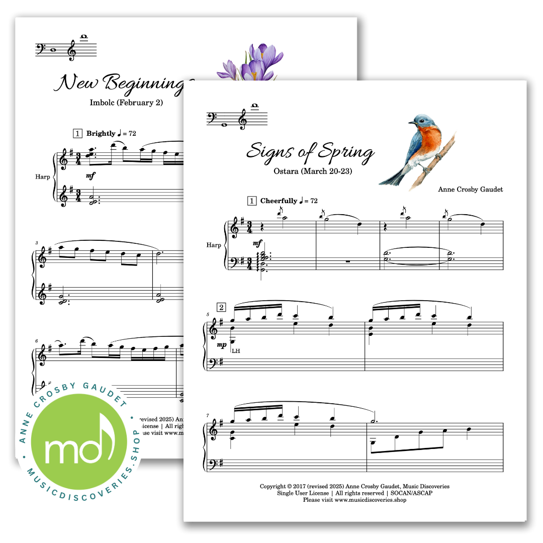 Year Round, 8 early to mid-intermediate harp solos by Anne Crosby Gaudet