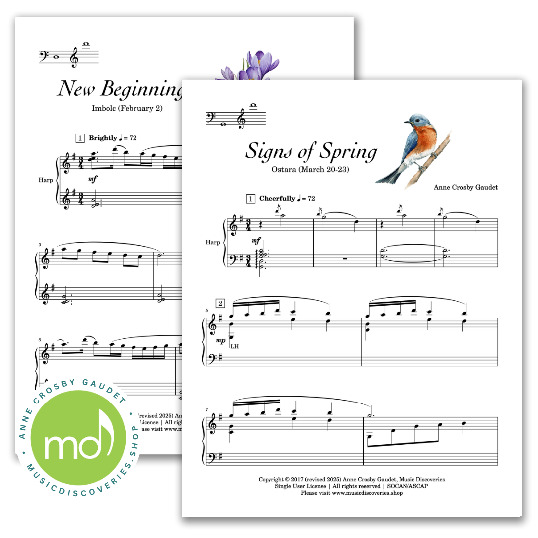 Year Round, 8 early to mid-intermediate harp solos by Anne Crosby Gaudet