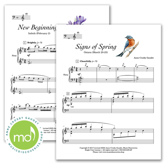 Year Round, 8 early to mid-intermediate harp solos by Anne Crosby Gaudet