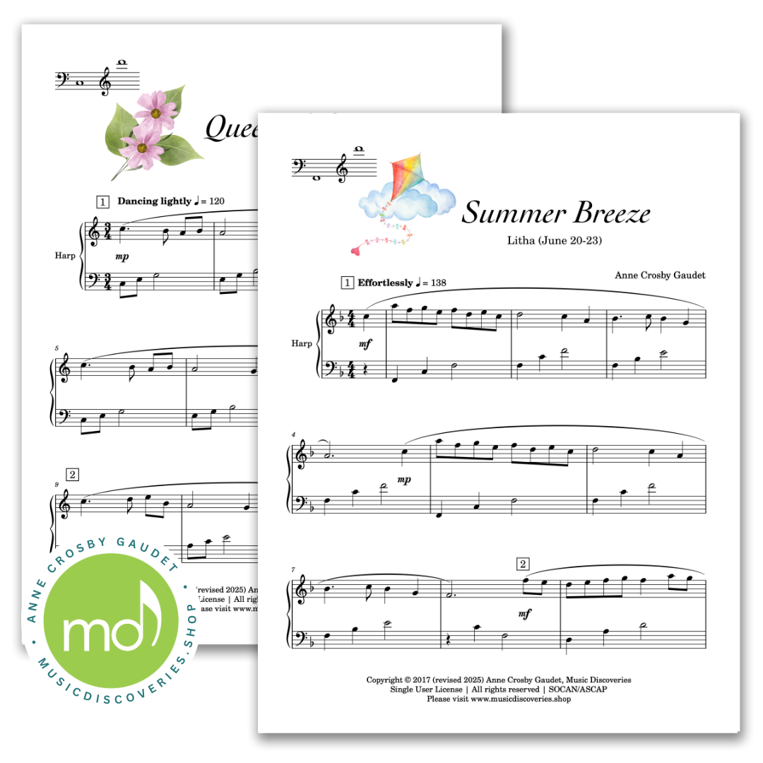 Year Round, 8 early to mid-intermediate harp solos by Anne Crosby Gaudet