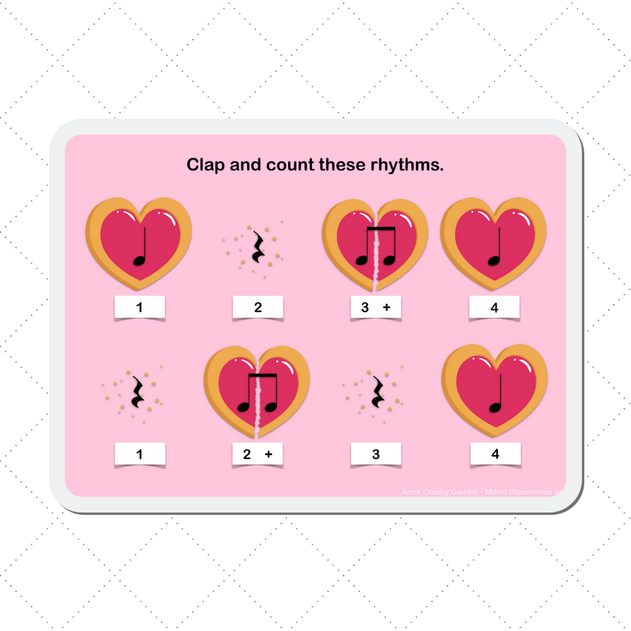 Eighth Note Heart Cookies Digital Music Teaching Aid
