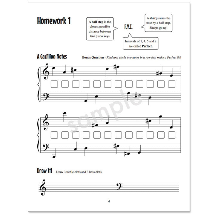 Gazillion Book 2, Music Note Speller by Anne Crosby Gaudet (sample page)