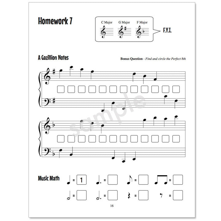 Gazillion Book 2, Music Note Speller by Anne Crosby Gaudet (sample page)