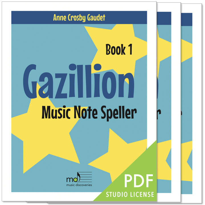Gazillion Book 1, Music Note Speller by Anne Crosby Gaudet (studio license)