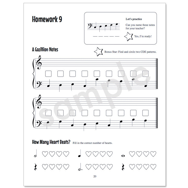 Gazillion Primer, Music Note Speller by Anne Crosby Gaudet (sample page)