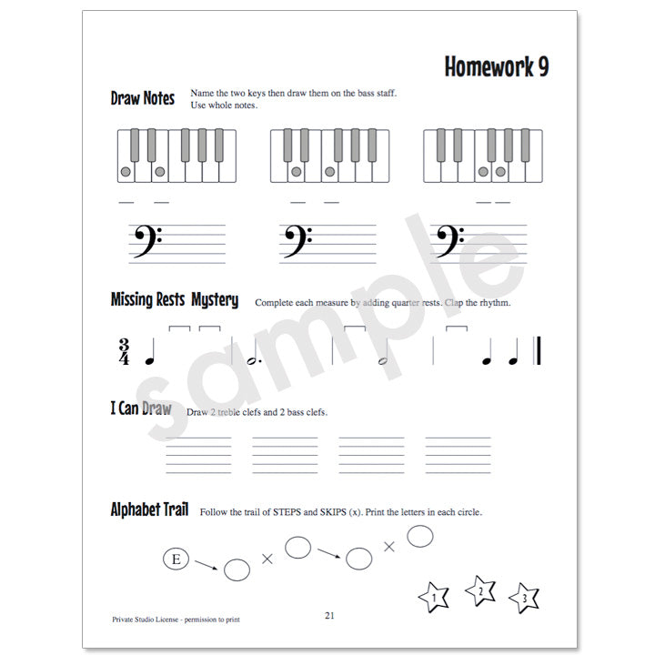 Gazillion Primer, Music Note Speller by Anne Crosby Gaudet (sample page)