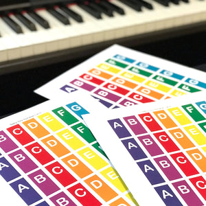 Teeny Tiny Music Alphabet Cards fit perfectly on the piano keys.