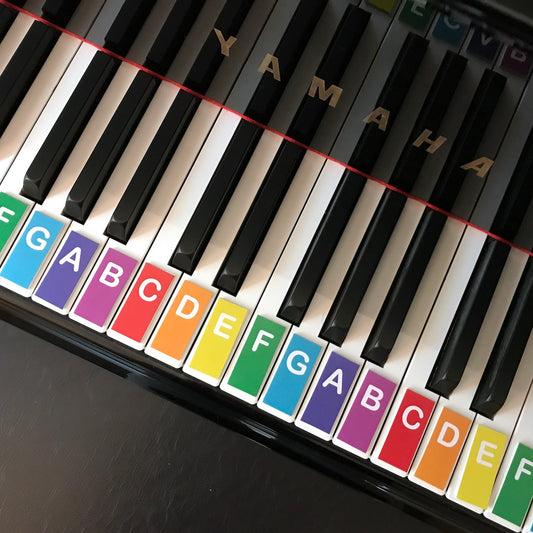 Teeny Tiny Music Alphabet Cards fit perfectly on the piano keys.