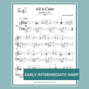 All Is Calm, harp sheet music by Anne Crosby Gaudet