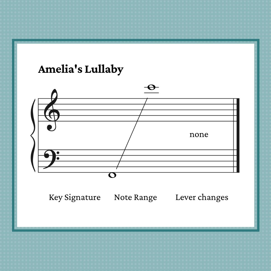 Amelia's Lullaby, harp solo and lead sheet by Anne Crosby Gaudet