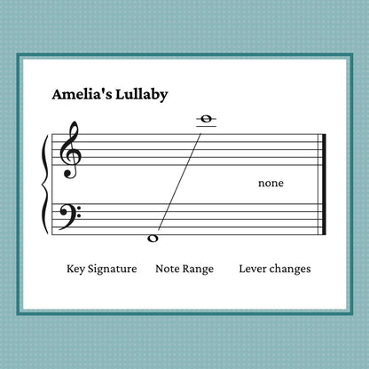 Amelia's Lullaby, harp solo and lead sheet by Anne Crosby Gaudet