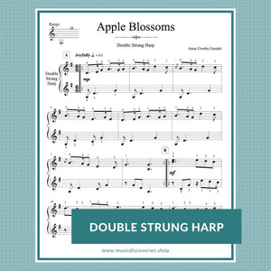 Apple Blossoms, double strung harp sheet music by Anne Crosby Gaudet