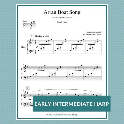 Arran Boat Song, arranged for harp by Anne Crosby Gaudet