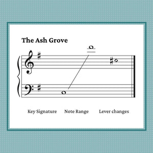 The Ash Grove, traditional Welsh folk song arranged for double strung harp by Anne Crosby Gaudet