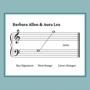 Barbara Allen and Aura Lea, arranged for double strung harp by Anne Crosby Gaudet