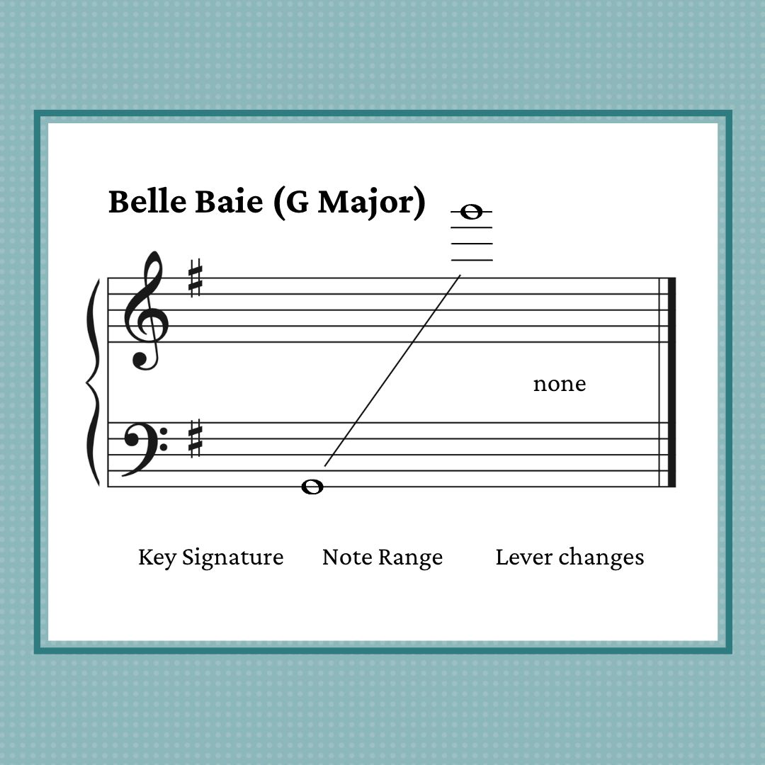 Belle Baie, mid-intermediate harp solo by Anne Crosby Gaudet