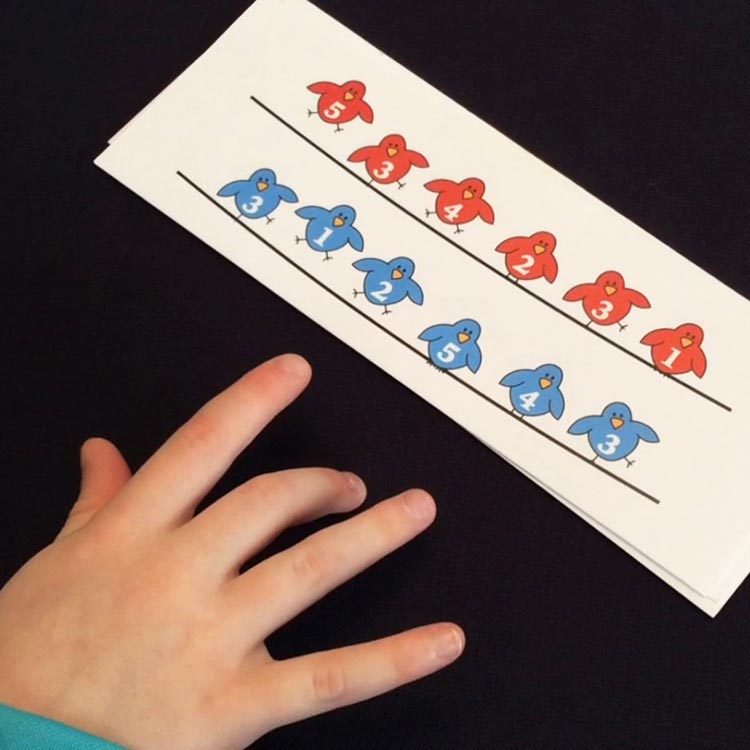 The Birds Fingering Flashes printable piano teaching aid