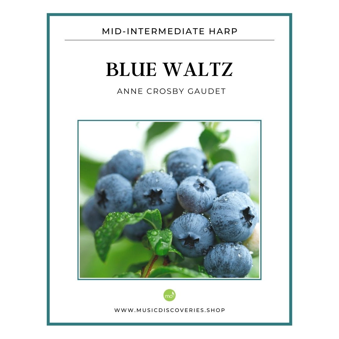 Blue Waltz, mid-intermediate harp sheet music by Anne Crosby Gaudet