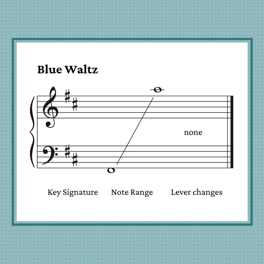 Blue Waltz, mid-intermediate harp sheet music by Anne Crosby Gaudet