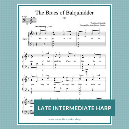 The Braes of Balquhidder, traditional Scottish arranged for harp by Anne Crosby Gaudet