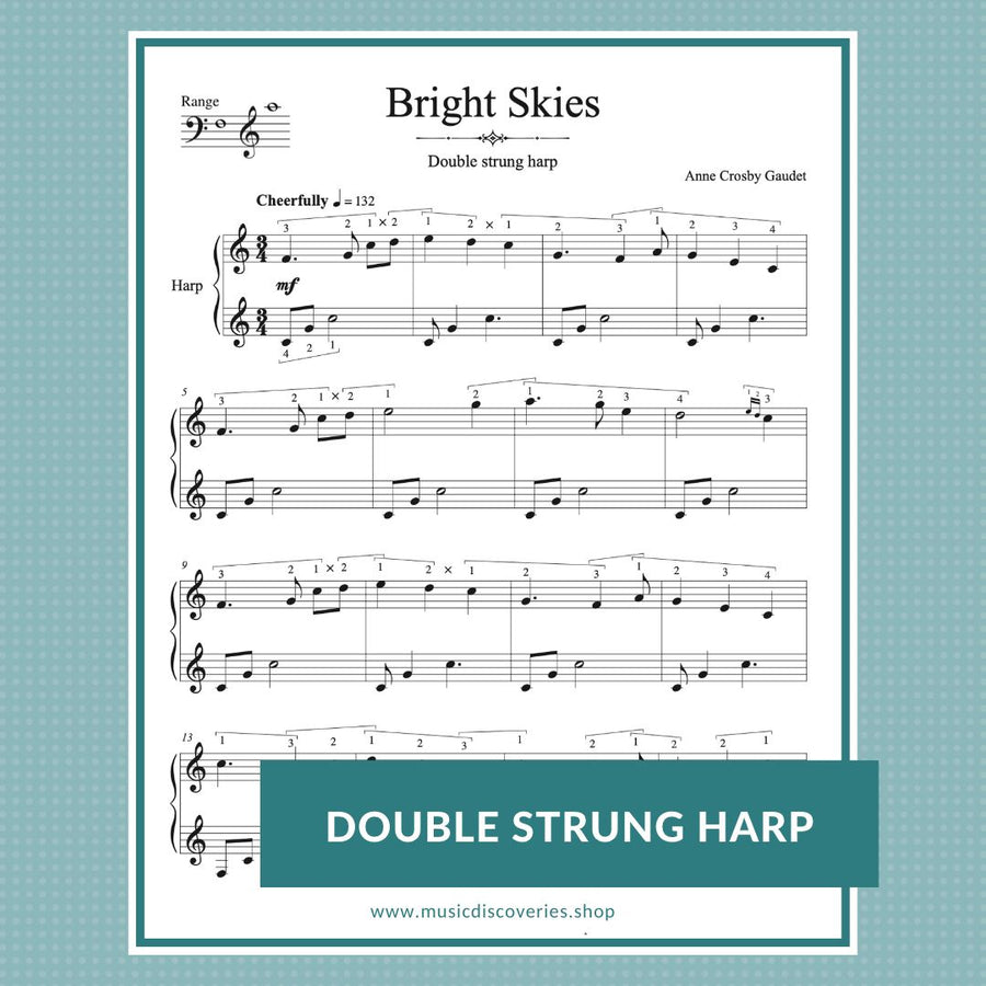 Bright Skies, double strung harp solo by Anne Crosby Gaudet