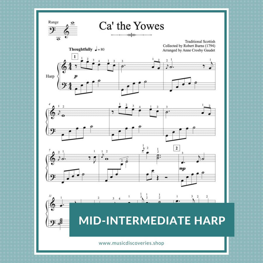 Ca' the Yowes, traditional Scottish arranged for harp by Anne Crosby Gaudet