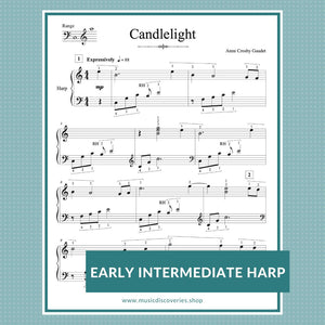Candlelight, harp sheet music by Anne Crosby Gaudet