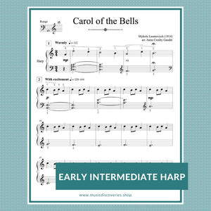 Carol of the Bells, harp sheet music by Anne Crosby Gaudet