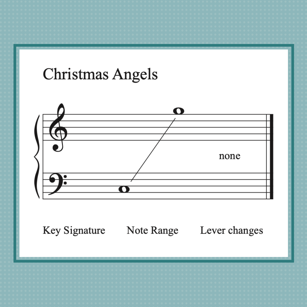 Christmas Angels, medley of Christmas carols for elementary harp by Anne Crosby Gaudet