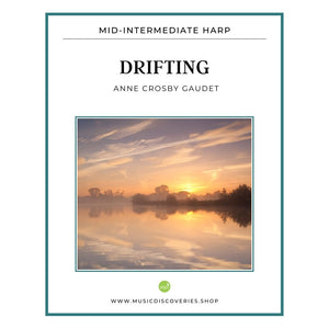 Drifting, mid-intermediate meditative harp solo by Anne Crosby Gaudet