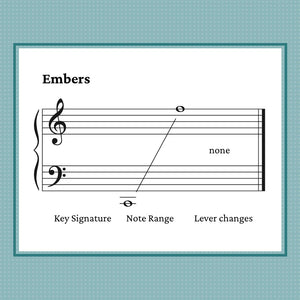 Embers, mid-intermediate harp sheet music by Anne Crosby Gaudet