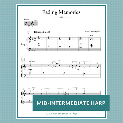 Fading Memories, harp sheet music by Anne Crosby Gaudet