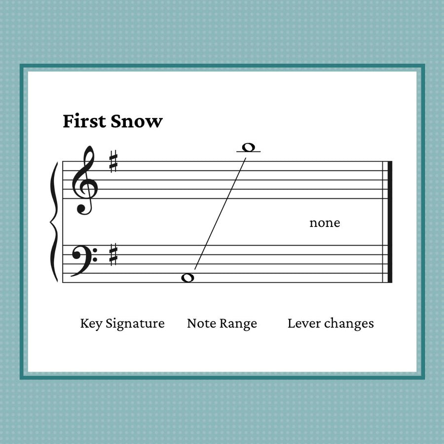First Snow, elementary harp sheet music by Anne Crosby Gaudet
