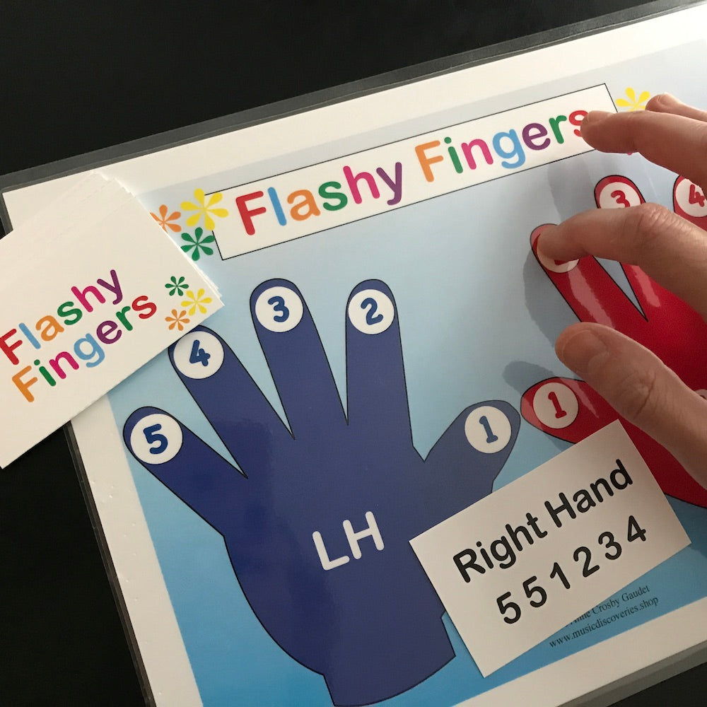 Flashy Fingers is a colorful activity to reinforce right hand, left hand and finger numbers for beginning piano students.