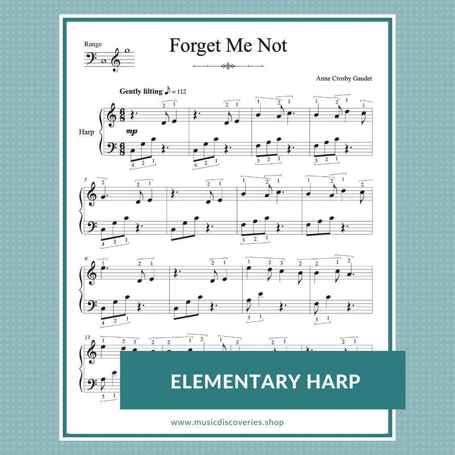 Forget Me Not, elementary harp solo by Anne Crosby Gaudet
