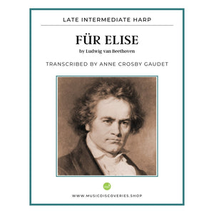 Für Elise by Ludwig van Beethoven, arranged for lever harp by Anne Crosby Gaudet